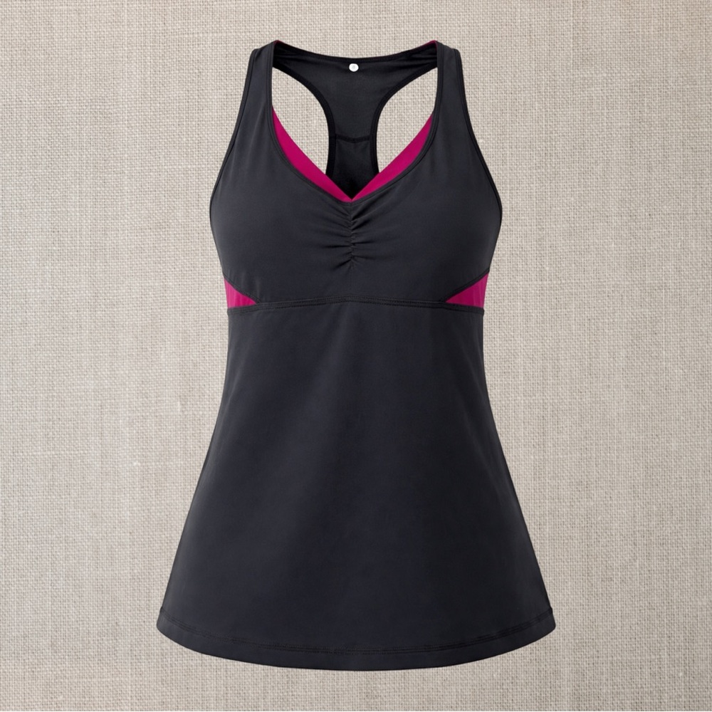 lululemon athletica Black Tank Top with Magenta Accents
